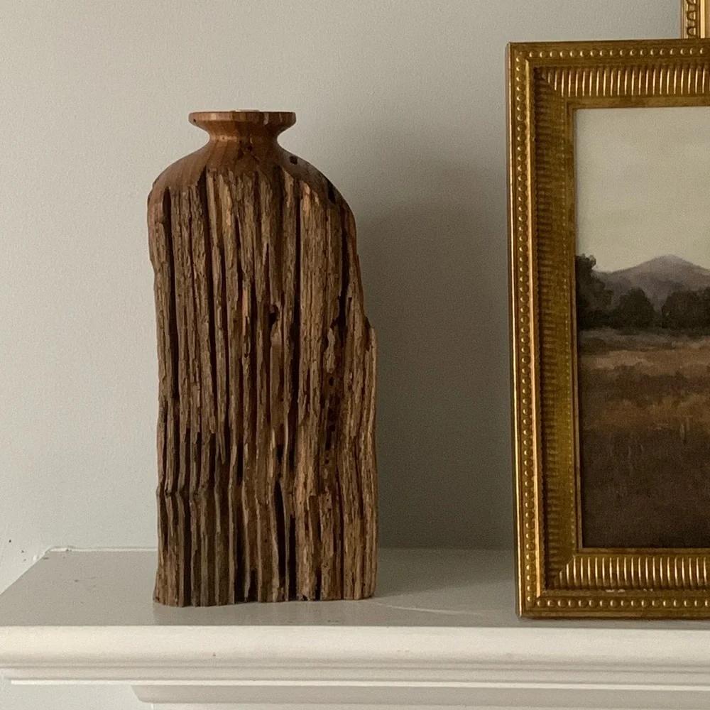 Vintage Wood Lathe Turned Vase Sculpture Carving Early century Art Tall hand md - Picture 2 of 10